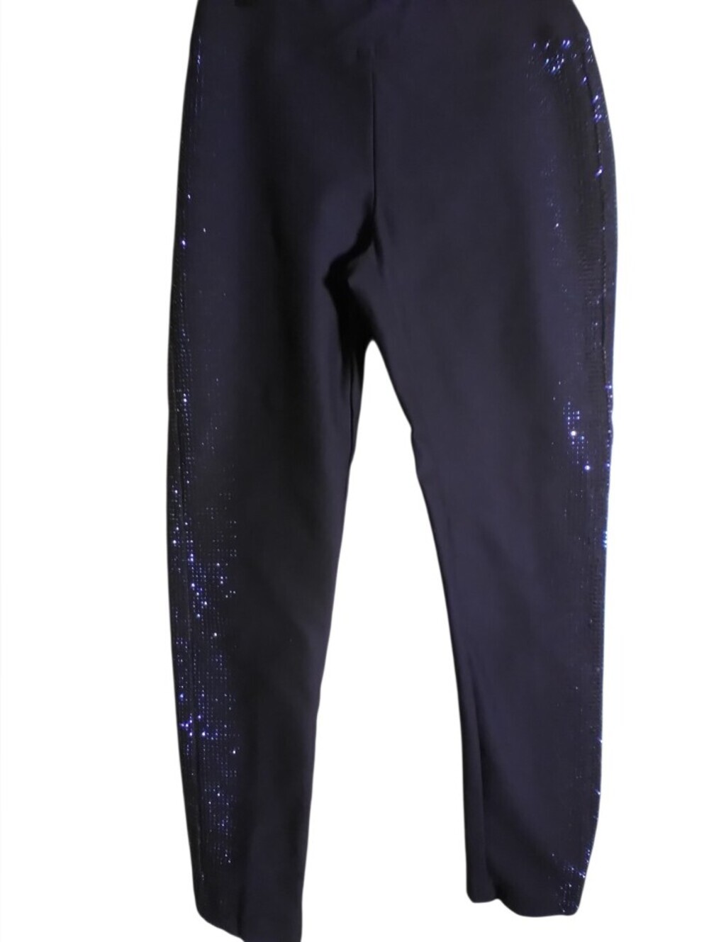 Ethylclassic Pull On Navy Blue Studded Sides Pants Size 4 Mob Wife Glam Stretch